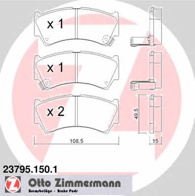 Otto Zimmermann 23795.150.1 Тормозные колодки дисковые, комплект 237951501: Отличная цена - Купить в Польше на 2407.PL!