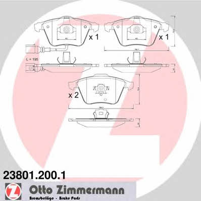 Otto Zimmermann 23801.200.1 Тормозные колодки дисковые, комплект 238012001: Отличная цена - Купить в Польше на 2407.PL!