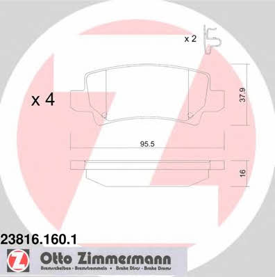 Otto Zimmermann 23816.160.1 Brake Pad Set, disc brake 238161601: Buy near me at 2407.PL in Poland at an Affordable price!