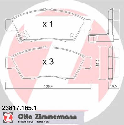 Otto Zimmermann 23817.165.1 Brake Pad Set, disc brake 238171651: Buy near me at 2407.PL in Poland at an Affordable price!