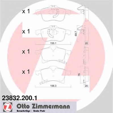 Otto Zimmermann 23832.200.1 Тормозные колодки дисковые, комплект 238322001: Отличная цена - Купить в Польше на 2407.PL!