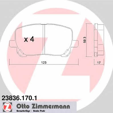 Otto Zimmermann 23836.170.1 Brake Pad Set, disc brake 238361701: Buy near me in Poland at 2407.PL - Good price!