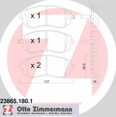 Otto Zimmermann 23865.180.1 Brake Pad Set, disc brake 238651801: Buy near me in Poland at 2407.PL - Good price!