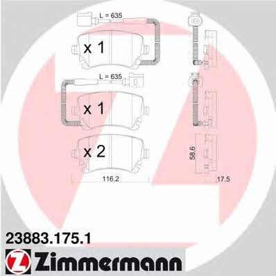 Otto Zimmermann 23883.175.1 Brake Pad Set, disc brake 238831751: Buy near me at 2407.PL in Poland at an Affordable price!