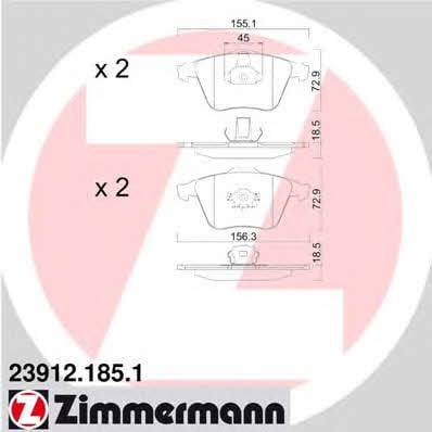Otto Zimmermann 23912.185.1 Тормозные колодки дисковые, комплект 239121851: Отличная цена - Купить в Польше на 2407.PL!
