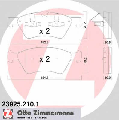Otto Zimmermann 23925.210.1 Brake Pad Set, disc brake 239252101: Buy near me in Poland at 2407.PL - Good price!