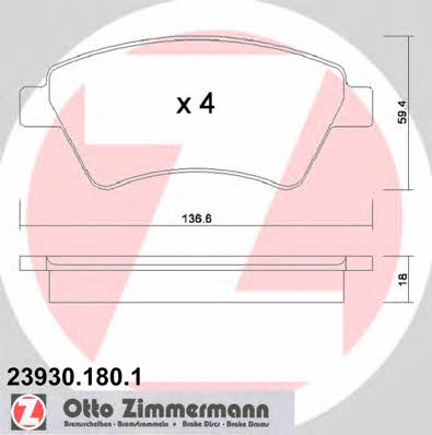 Otto Zimmermann 23930.180.1 Brake Pad Set, disc brake 239301801: Buy near me in Poland at 2407.PL - Good price!