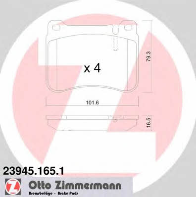 Otto Zimmermann 23945.165.1 Brake Pad Set, disc brake 239451651: Buy near me in Poland at 2407.PL - Good price!