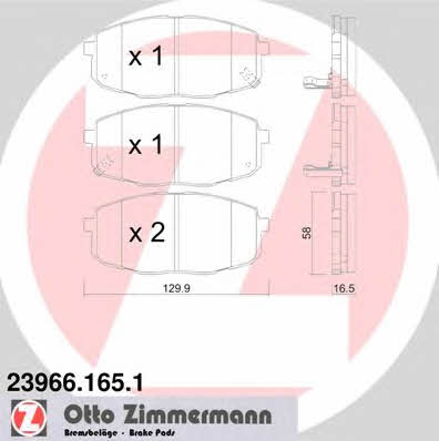 Otto Zimmermann 23966.165.1 Тормозные колодки дисковые, комплект 239661651: Отличная цена - Купить в Польше на 2407.PL!
