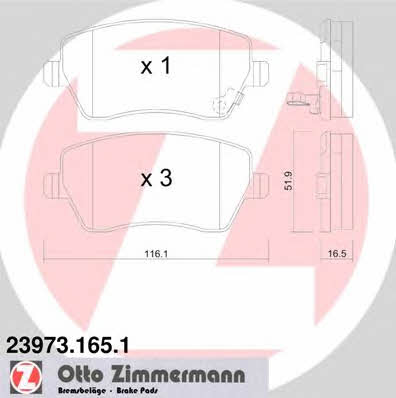 Otto Zimmermann 23973.165.1 Тормозные колодки дисковые, комплект 239731651: Отличная цена - Купить в Польше на 2407.PL!