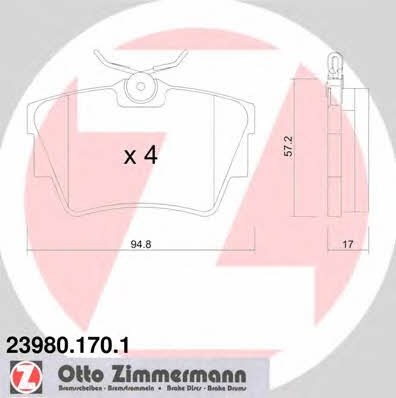 Otto Zimmermann 23980.170.1 Rear disc brake pads, set 239801701: Buy near me in Poland at 2407.PL - Good price!