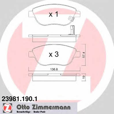 Otto Zimmermann 23981.190.1 Brake Pad Set, disc brake 239811901: Buy near me in Poland at 2407.PL - Good price!