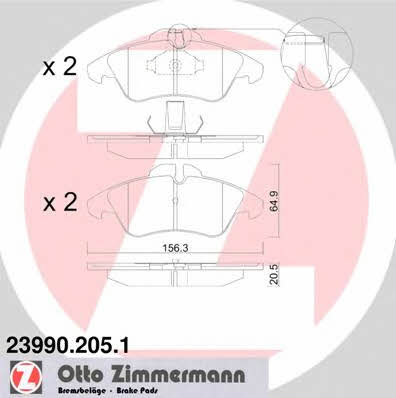 Otto Zimmermann 23990.205.1 Brake Pad Set, disc brake 239902051: Buy near me in Poland at 2407.PL - Good price!