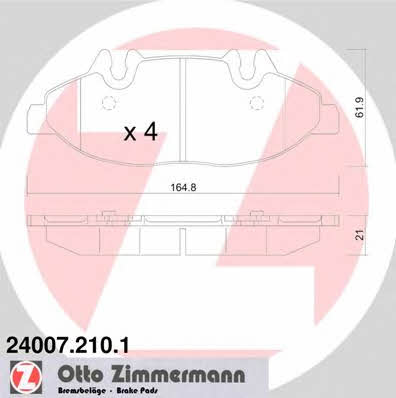 Otto Zimmermann 24007.210.1 Brake Pad Set, disc brake 240072101: Buy near me in Poland at 2407.PL - Good price!