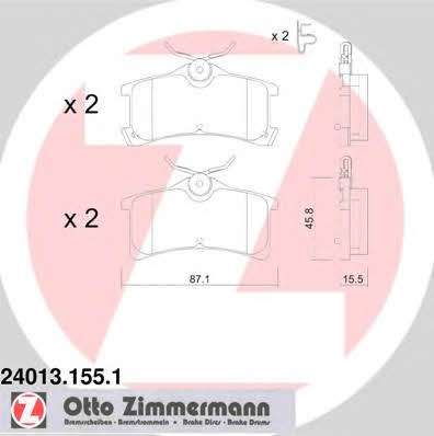 Otto Zimmermann 24013.155.1 Тормозные колодки дисковые, комплект 240131551: Отличная цена - Купить в Польше на 2407.PL!