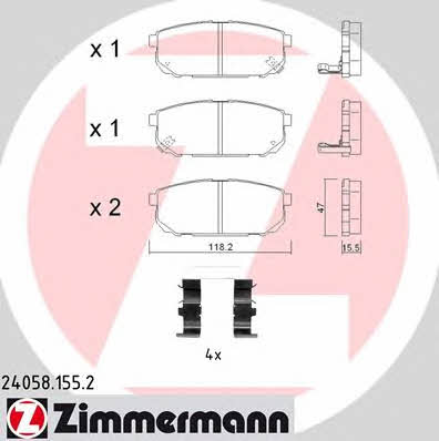 Otto Zimmermann 24058.155.2 Тормозные колодки дисковые, комплект 240581552: Отличная цена - Купить в Польше на 2407.PL!