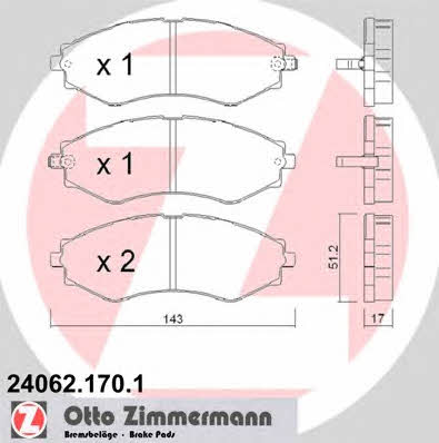 Otto Zimmermann 24062.170.1 Scheibenbremsbeläge, Set 240621701: Kaufen Sie zu einem guten Preis in Polen bei 2407.PL!