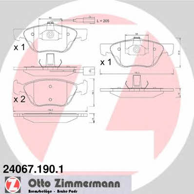 Otto Zimmermann 24067.190.1 Тормозные колодки дисковые, комплект 240671901: Отличная цена - Купить в Польше на 2407.PL!