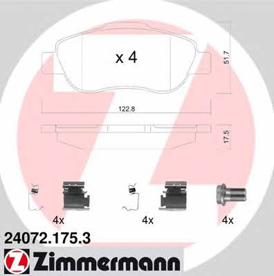 Otto Zimmermann 24072.175.3 Тормозные колодки дисковые, комплект 240721753: Отличная цена - Купить в Польше на 2407.PL!
