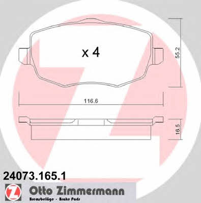 Otto Zimmermann 24073.165.1 Тормозные колодки дисковые, комплект 240731651: Отличная цена - Купить в Польше на 2407.PL!