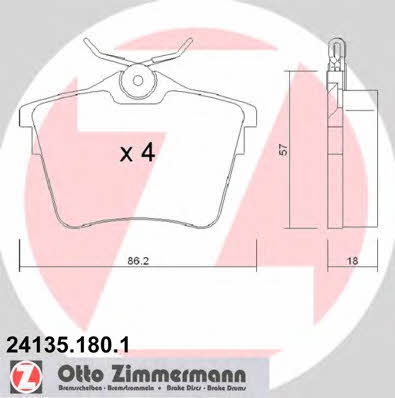 Otto Zimmermann 24135.180.1 Brake Pad Set, disc brake 241351801: Buy near me at 2407.PL in Poland at an Affordable price!