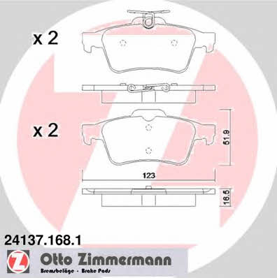 Otto Zimmermann 24137.168.1 Rear disc brake pads, set 241371681: Buy near me in Poland at 2407.PL - Good price!