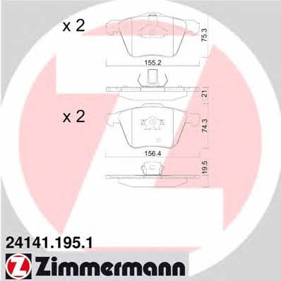 Otto Zimmermann 24141.195.1 Brake Pad Set, disc brake 241411951: Buy near me in Poland at 2407.PL - Good price!