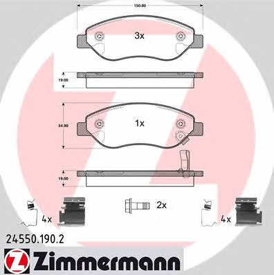 Otto Zimmermann 24550.190.2 Тормозные колодки дисковые, комплект 245501902: Отличная цена - Купить в Польше на 2407.PL!