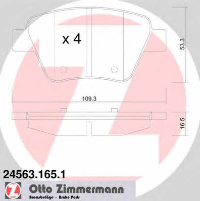 Otto Zimmermann 24563.165.1 Тормозные колодки дисковые, комплект 245631651: Отличная цена - Купить в Польше на 2407.PL!