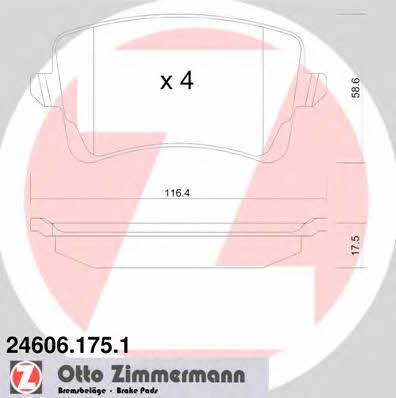 Otto Zimmermann 24606.175.1 Тормозные колодки дисковые, комплект 246061751: Отличная цена - Купить в Польше на 2407.PL!