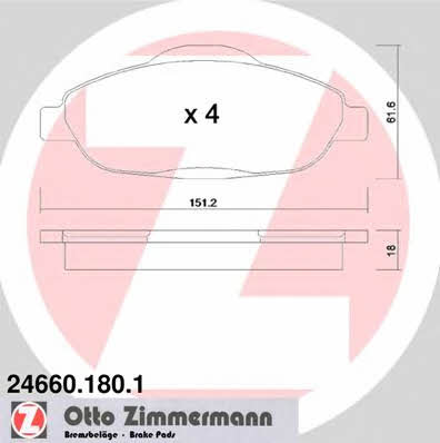 Otto Zimmermann 24660.180.1 Тормозные колодки дисковые, комплект 246601801: Отличная цена - Купить в Польше на 2407.PL!