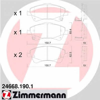 Otto Zimmermann 24668.190.1 Brake Pad Set, disc brake 246681901: Buy near me in Poland at 2407.PL - Good price!