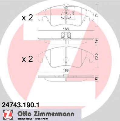 Otto Zimmermann 24743.190.1 Тормозные колодки дисковые, комплект 247431901: Отличная цена - Купить в Польше на 2407.PL!