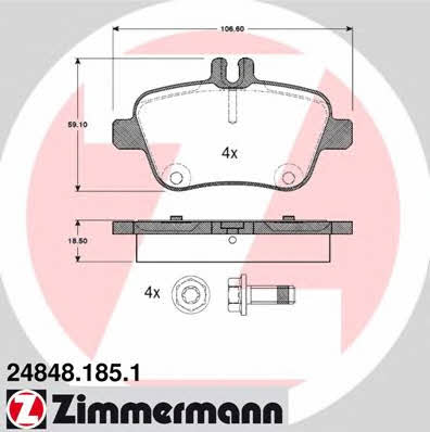 Otto Zimmermann 24848.185.1 Brake Pad Set, disc brake 248481851: Buy near me in Poland at 2407.PL - Good price!