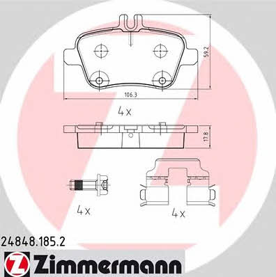 Otto Zimmermann 24848.185.2 Brake Pad Set, disc brake 248481852: Buy near me in Poland at 2407.PL - Good price!