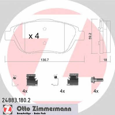 Otto Zimmermann 24883.180.2 Тормозные колодки дисковые, комплект 248831802: Отличная цена - Купить в Польше на 2407.PL!