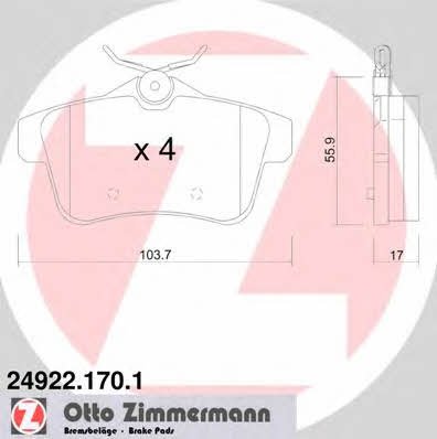 Otto Zimmermann 24922.170.1 Brake Pad Set, disc brake 249221701: Buy near me in Poland at 2407.PL - Good price!