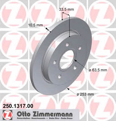 Otto Zimmermann 250.1317.00 Диск гальмівний задній невентильований 250131700: Приваблива ціна - Купити у Польщі на 2407.PL!