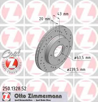 Otto Zimmermann 250.1328.52 Диск гальмівний передній вентильований 250132852: Приваблива ціна - Купити у Польщі на 2407.PL!