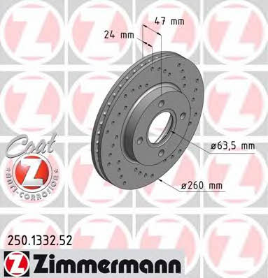 Otto Zimmermann 250.1332.52 Front brake disc ventilated 250133252: Buy near me in Poland at 2407.PL - Good price!