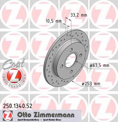 Otto Zimmermann 250.1340.52 Brake disc 250134052: Buy near me in Poland at 2407.PL - Good price!
