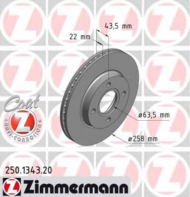 Otto Zimmermann 250.1343.20 Front brake disc ventilated 250134320: Buy near me in Poland at 2407.PL - Good price!