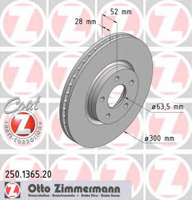 Otto Zimmermann 250.1365.20 Front brake disc ventilated 250136520: Buy near me in Poland at 2407.PL - Good price!
