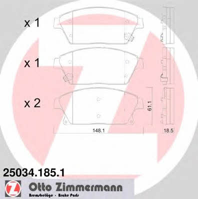 Otto Zimmermann 25034.185.1 Тормозные колодки дисковые, комплект 250341851: Отличная цена - Купить в Польше на 2407.PL!