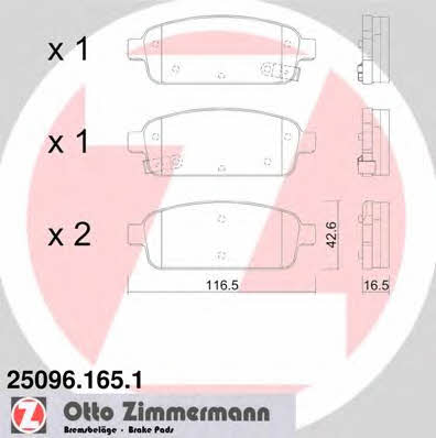Otto Zimmermann 25096.165.1 Brake Pad Set, disc brake 250961651: Buy near me in Poland at 2407.PL - Good price!