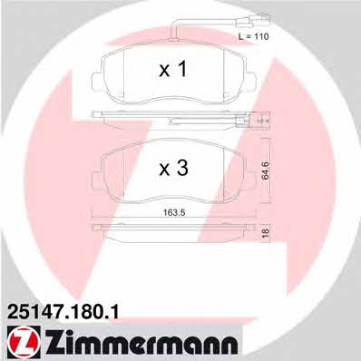 Otto Zimmermann 25147.180.1 Brake Pad Set, disc brake 251471801: Buy near me in Poland at 2407.PL - Good price!