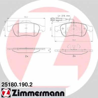 Otto Zimmermann 25180.190.2 Тормозные колодки дисковые, комплект 251801902: Отличная цена - Купить в Польше на 2407.PL!