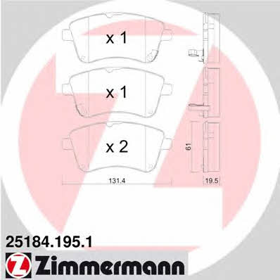 Otto Zimmermann 25184.195.1 Brake Pad Set, disc brake 251841951: Buy near me at 2407.PL in Poland at an Affordable price!