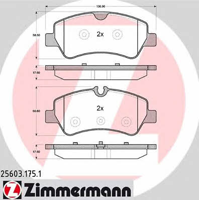 Otto Zimmermann 25603.175.1 Тормозные колодки дисковые, комплект 256031751: Отличная цена - Купить в Польше на 2407.PL!