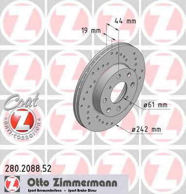Otto Zimmermann 280.2088.52 Brake disc 280208852: Buy near me in Poland at 2407.PL - Good price!